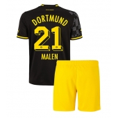Billige Borussia Dortmund Donyell Malen #21 Udebanetrøje Børn 2022-23 Kort ærmer (+ bukser)