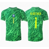 Billige Brasilien Alisson Becker #1 Målmand Hjemmebanetrøje Copa America 2024 Kort ærmer