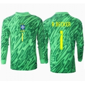 Billige Brasilien Alisson Becker #1 Målmand Hjemmebanetrøje Copa America 2024 Lange ærmer