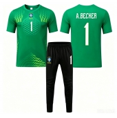 Billige Brasilien Alisson Becker #1 Målmand Udebanetrøje Børn VM 2026 Kort ærmer (+ bukser)