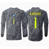 Billige Brasilien Alisson Becker #1 Målmand Udebanetrøje Copa America 2024 Lange ærmer