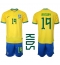 Billige Brasilien Antony #19 Hjemmebanetrøje Børn VM 2022 Kort ærmer (+ bukser)