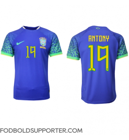 Billige Brasilien Antony #19 Udebanetrøje VM 2022 Kort ærmer