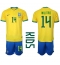 Billige Brasilien Eder Militao #14 Hjemmebanetrøje Børn VM 2022 Kort ærmer (+ bukser)
