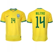 Billige Brasilien Eder Militao #14 Hjemmebanetrøje VM 2022 Kort ærmer