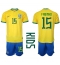 Billige Brasilien Fabinho #15 Hjemmebanetrøje Børn VM 2022 Kort ærmer (+ bukser)