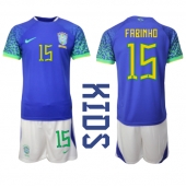 Billige Brasilien Fabinho #15 Udebanetrøje Børn VM 2022 Kort ærmer (+ bukser)