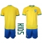 Billige Brasilien Hjemmebanetrøje Børn VM 2022 Kort ærmer (+ bukser)