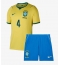 Billige Brasilien Marquinhos #4 Hjemmebanetrøje Børn VM 2026 Kort ærmer (+ bukser)