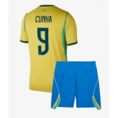 Billige Brasilien Matheus Cunha #9 Hjemmebanetrøje Børn VM 2026 Kort ærmer (+ bukser)