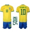 Billige Brasilien Neymar Jr #10 Hjemmebanetrøje Børn VM 2022 Kort ærmer (+ bukser)