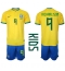 Billige Brasilien Richarlison #9 Hjemmebanetrøje Børn VM 2022 Kort ærmer (+ bukser)