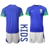 Billige Brasilien Udebanetrøje Børn VM 2022 Kort ærmer (+ bukser)