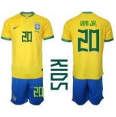 Billige Brasilien Vinicius Junior #20 Hjemmebanetrøje Børn VM 2022 Kort ærmer (+ bukser)