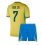 Billige Brasilien Vinicius Junior #7 Hjemmebanetrøje Børn VM 2026 Kort ærmer (+ bukser)