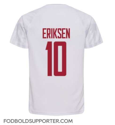 Billige Danmark Christian Eriksen #10 Udebanetrøje VM 2022 Kort ærmer