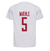 Billige Danmark Joakim Maehle #5 Udebanetrøje VM 2022 Kort ærmer