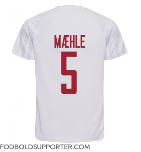 Billige Danmark Joakim Maehle #5 Udebanetrøje VM 2022 Kort ærmer