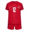 Billige Danmark Kasper Dolberg #12 Hjemmebanetrøje Børn VM 2022 Kort ærmer (+ bukser)