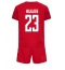 Billige Danmark Pierre-Emile Hojbjerg #23 Hjemmebanetrøje Børn VM 2022 Kort ærmer (+ bukser)