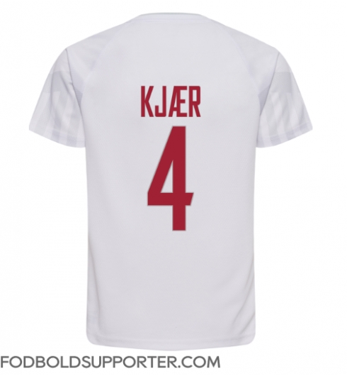 Billige Danmark Simon Kjaer #4 Udebanetrøje VM 2022 Kort ærmer