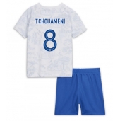 Billige Frankrig Aurelien Tchouameni #8 Udebanetrøje Børn VM 2022 Kort ærmer (+ bukser)
