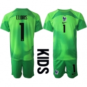 Billige Frankrig Hugo Lloris #1 Målmand Udebanetrøje Børn VM 2022 Kort ærmer (+ bukser)
