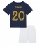 Billige Frankrig Kingsley Coman #20 Hjemmebanetrøje Børn VM 2022 Kort ærmer (+ bukser)