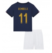 Billige Frankrig Ousmane Dembele #11 Hjemmebanetrøje Børn VM 2022 Kort ærmer (+ bukser)