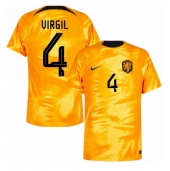 Billige Holland Virgil van Dijk #4 Hjemmebanetrøje VM 2022 Kort ærmer