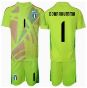 Billige Italien Gianluigi Donnarumma #1 Målmand Hjemmebanetrøje Børn EM 2024 Kort ærmer (+ bukser)