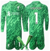 Billige Liverpool Alisson Becker #1 Målmand Udebanetrøje Børn 2024-25 Lange ærmer (+ bukser)