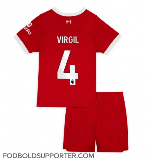 Billige Liverpool Virgil van Dijk #4 Hjemmebanetrøje Børn 2023-24 Kort ærmer (+ bukser)