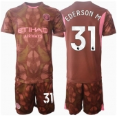 Billige Manchester City Ederson Moraes #31 Målmand Hjemmebanetrøje Børn 2024-25 Kort ærmer (+ bukser)