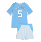 Billige Manchester City Elliot Anderson #5 Hjemmebanetrøje Børn 2026-27 Kort ærmer (+ bukser)