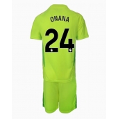 Billige Manchester United Andre Onana #24 Målmand Udebanetrøje Børn 2024-25 Kort ærmer (+ bukser)