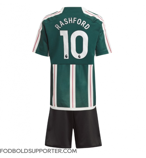 Billige Manchester United Marcus Rashford #10 Udebanetrøje Børn 2023-24 Kort ærmer (+ bukser)