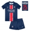 Billige Paris Saint-Germain Hjemmebanetrøje Børn 2024-25 UCL Champions Kort ærmer (+ bukser)