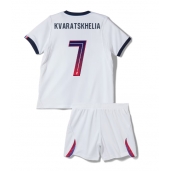 Billige Paris Saint-Germain Khvicha Kvaratskhelia #7 Udebanetrøje Børn 2026-27 Kort ærmer (+ bukser)