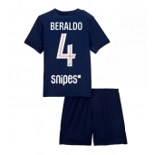 Billige Paris Saint-Germain Lucas Beraldo #4 Hjemmebanetrøje Børn 2025-26 Kort ærmer (+ bukser)