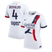 Billige Paris Saint-Germain Lucas Beraldo #4 Udebanetrøje Dame 2025-26 Kort ærmer