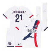 Billige Paris Saint-Germain Lucas Hernandez #21 Udebanetrøje Børn 2025-26 Kort ærmer (+ bukser)