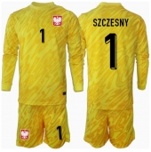Billige Polen Wojciech Szczesny #1 Målmand Hjemmebanetrøje Børn EM 2024 Lange ærmer (+ bukser)