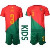 Billige Portugal Pepe #3 Hjemmebanetrøje Børn VM 2022 Kort ærmer (+ bukser)