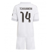 Billige Real Madrid Aurelien Tchouameni #14 Hjemmebanetrøje Børn 2025-26 Kort ærmer (+ bukser)