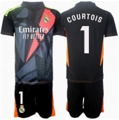 Billige Real Madrid Thibaut Courtois #1 Målmand Udebanetrøje Børn 2024-25 Kort ærmer (+ bukser)