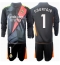 Billige Real Madrid Thibaut Courtois #1 Målmand Udebanetrøje Børn 2024-25 Lange ærmer (+ bukser)