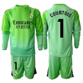 Billige Real Madrid Thibaut Courtois #1 Målmand Udebanetrøje Børn 2025-26 Lange ærmer (+ bukser)