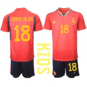 Billige Spanien Jordi Alba #18 Hjemmebanetrøje Børn VM 2022 Kort ærmer (+ bukser)
