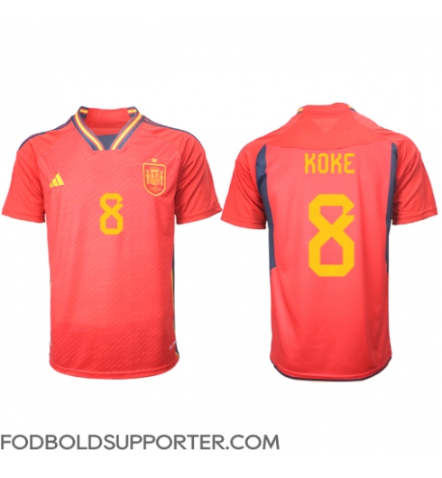 Billige Spanien Koke #8 Hjemmebanetrøje VM 2022 Kort ærmer